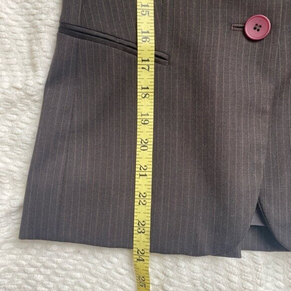 Ann Taylor Loft Women's Brown Pinstripe Wool Blend Blazer Jacket Size 2 - Picture 4 of 6